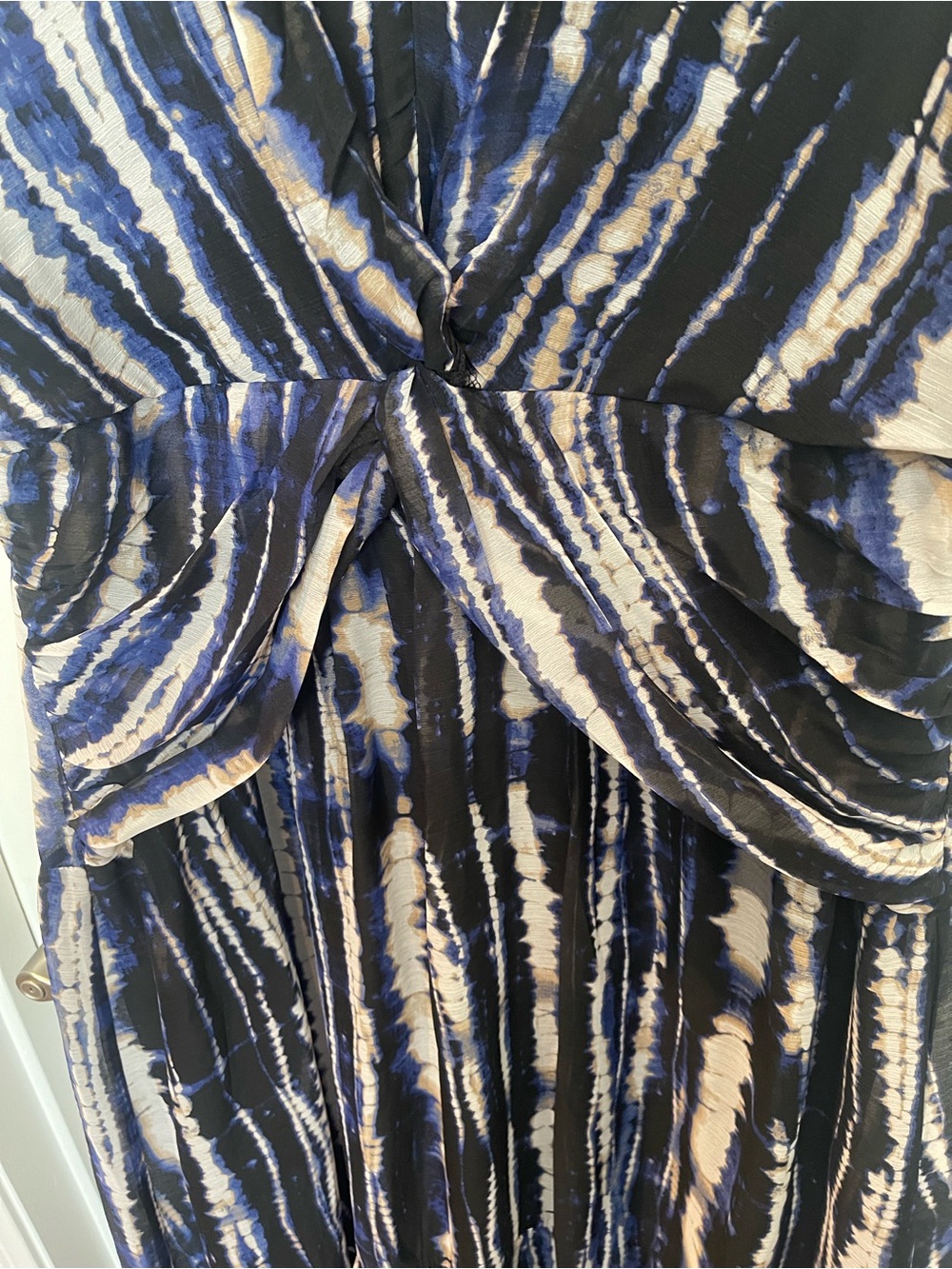 Dkny Navy and White Tie-Dye Twist-Waist Midi Dress - Picture 7 of 16